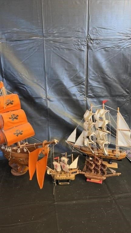 Four Model Pirate Ships