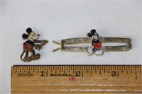 1930's Painted Brass Mickey Mouse Pin & Barrette