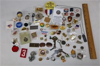 Lot of Pins, Tokens, Keys, Jewelry and More