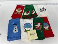 Christmas appliqué hand towels Santa Snowman More