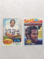 2 O. J. Simpson Bills Cards 76 77