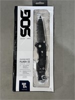 SOG - Flash II, Folding Knife, Tanto, Partially