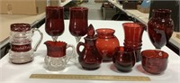 Red glass cups & vases - Crystal Palace cup broke