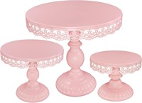 3-Piece Pink Cake Stands for Parties  Iron
