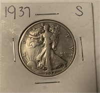 1937 S Walking Liberty Half Dollar