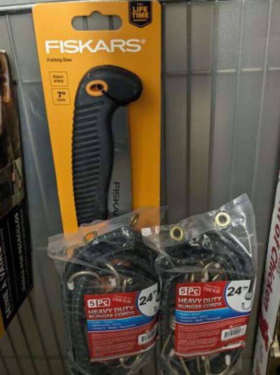 HD BUNGIE CORDS, FISKARS SAW