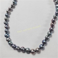 14K Gold Clasp Black Pearl Necklace