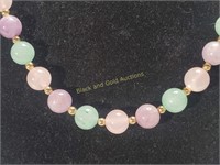 14K Gold Clasp Multi Color Natural Stone Necklace