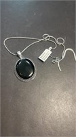 Black Onyx German Silver Necklace