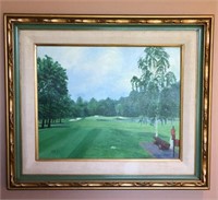 Hole 1 Golf Scene Oil on Canvas