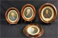 FOUR VICTORIAN OVAL FRAMED AMERICAN FIGURES