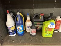 Shelf Lot of Assorted Gear, Compressor, Bar Oils