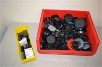 Large Lot of Camera Lense Covers & Batteries