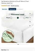 Zinus Spa Sensations 8" Gel Foam Mattress-Full