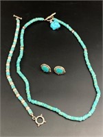Sterling silver turquoise necklace,bracelet