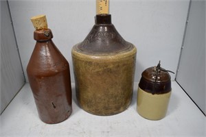 Stoneware grouping including bitters bottle, the w