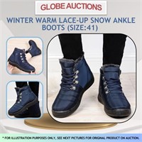 WINTER WARM LACE-UP SNOW ANKLE BOOTS (SIZE:41)