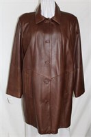 Chestnut leather car coat  Size L Retail $800.00