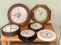 Collection of six assorted wall clocks