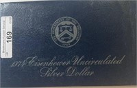 1974 Eisenhower Silver Dollar Blue Envelope