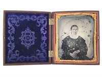 Ambrotype Seated Woman Sixth Plate Union Case