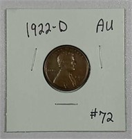 1922-D  Lincoln Cent   AU