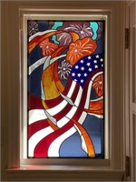 Patriotic Custom 4th of July Stained Glass Panel