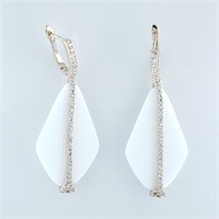 White Elongated Fashion Dangle Earrings