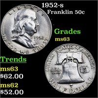 1952-s Franklin 50c Grades Select Unc