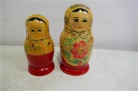 Pair Wooden Russian Nesting Dolls