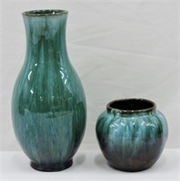 2pc Blue Mountain Pottery Vases