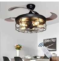 Black Industrial style Ceiling Fan with Lights
