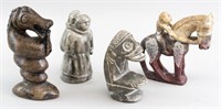 Lot of 4 Hardstone Decorative Carved Figurines