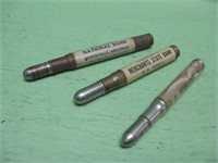 Three Vintage Advertising Bullet Pencils