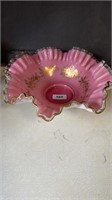 Fenton Silvercrest pink ruffled bowl