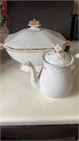 Tureen and teapot cracked