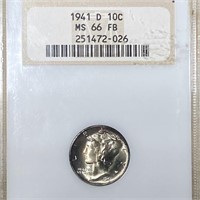1941-D Mercury Silver Dime NGC - MS 66 FB