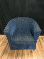 Blue Chenille Swivel Club Chair