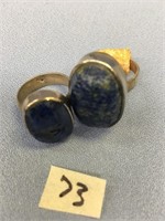 Lot of 2: .925 silver rings set with faceted lapis