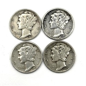 1942, 1943, 1944, and 1945 Mercury Dimes