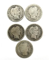 1899, 1902-S, 1912, 1911-S, 1912, and 1914 Barber