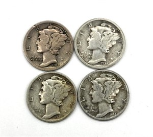 1918, 1925, 1931, and 1943 Mercury Dimes