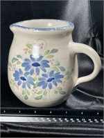 Vintage Texas Pottery Pitcher Blue Florals