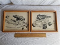 Vintage Framed Cannon Prints
