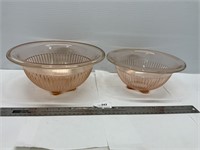 2 PC Pink Depression GlassFooted Mixing Bowls
