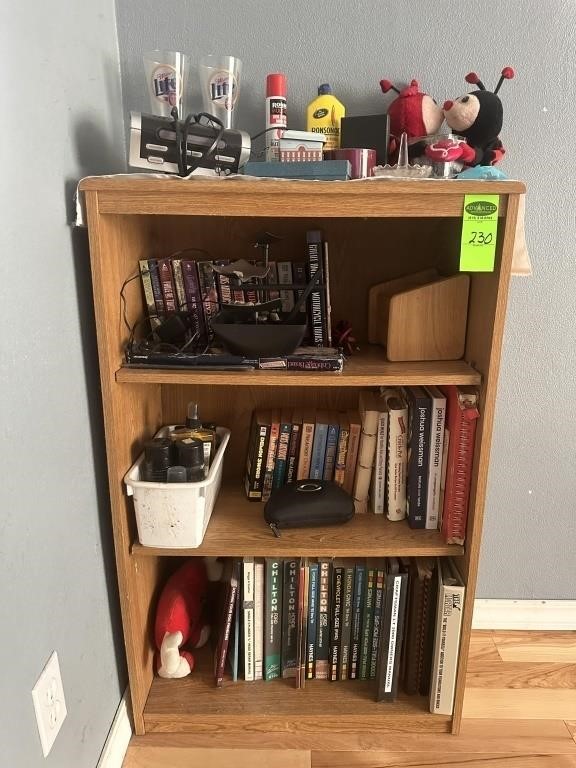 4 Tier Wood Book Shelf w/Contents