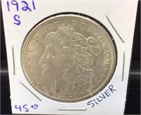 OF) 1921-S MORGAN DOLLAR, BEAUTIFUL COIN,