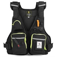 USED-Multi-Pockets Fly Fishing Jacket Vest with Wa