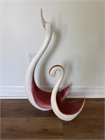 Large Folk Art style swans. Largest 32"tall.