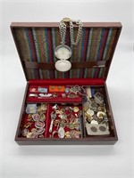 Loaded Jewelry Box; Pins of ALL Sorts